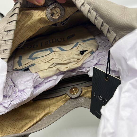 LODIS Medium Whipstitch Leather Tote Lacey Ash Gray Color Womens Handbags - Picture 9 of 11